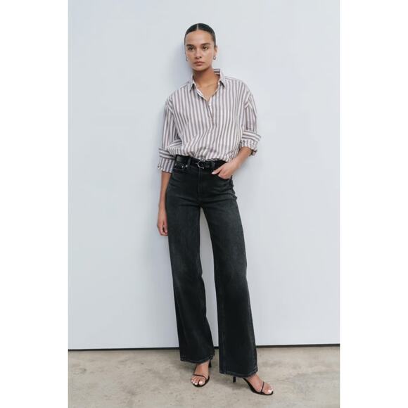 AYR The Secret Sauce Wide Leg Straight Jeans Black Denim High Rise Women’s 32 - Picture 1 of 7